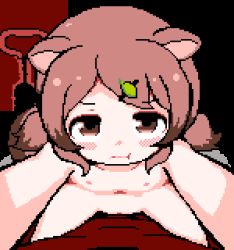  1girl :t animal_ears animated animated_gif blush breasts brown_hair continuous_ejaculation cross-section cum cum_in_pussy dark-skinned_male dark_skin ejaculation fertilization heart heart_in_eye hetero hinainf impregnation internal_cumshot loli looking_at_viewer lowres medium_hair nude open_mouth ovum pixel_art pout pov sex small_breasts straddling symbol_in_eye tail tanuki vaginal  rating:Explicit score:665 user:BobKerman05