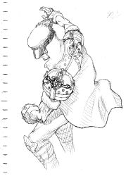  1boy absurdres armor bahn blackwind677 fighting_stance fighting_vipers frown hat hat_over_eyes hidden_eyes highres jacket knee_guards monochrome muscular muscular_male sega shoulder_armor sketch spiked_hair 