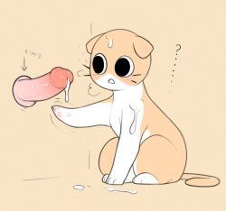  ... ? animal_focus animal_sexualization arm_up arrow_(symbol) bestiality black_eyes breath cat cum cum_on_body dilated_pupils disembodied_penis emoticon erection facial flat_color flying_sweatdrops full_body glory_hole highres kekitopu open_mouth orange_background orange_theme original pawpads penis simple_background sitting trembling wide-eyed  rating:Explicit score:10 user:AngryZapdos
