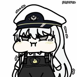  1girl angry animated animated_gif azur_lane chibi enterprise_(azur_lane) grey_eyes hat little_enterprise_(azur_lane) lowres manjuu_(azur_lane) military_hat overalls pout seseren tears white_hair  rating:General score:24 user:Miyuki_Lust