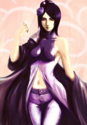  1girl breasts face_piercing female_focus konan_(naruto) labret_piercing milktearick naruto_(series) naruto_shippuuden navel smile solo 