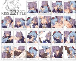  22_kisses arm_kiss blue_hair breasts chart couple english_text ganyu_(genshin_impact) genshin_impact gloves hair_horns highres horns keqing_(genshin_impact) kiss kiss_chart kissing_back kissing_cheek kissing_ear kissing_foot kissing_forehead kissing_hair kissing_hand kissing_leg kissing_neck kissing_nose kissing_stomach kissing_thigh medium_breasts multiple_drawing_challenge pantyhose purple_hair tapeanna yuri  rating:Sensitive score:60 user:danbooru