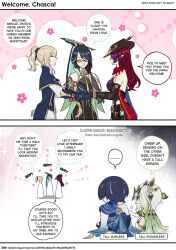  ... 1boy 4girls adversarial_noise animal_print aqua_gemstone aqua_hair bare_shoulders belt belt_buckle bird_print black_bow black_hair black_sandals black_shorts blonde_hair blue_cape blue_capelet blue_sleeves bodystocking boots bow brown_belt brown_shirt buckle cape capelet chasca_(genshin_impact) chinese_knot clarthelunagate closed_eyes colored_inner_hair comic cowboy_hat detached_sleeves dress elbow_on_arm elf english_text feather_hair_ornament feathers flower fringe_trim furisode gauntlets gem genshin_impact glasses gold_trim gradient_sleeves green_cape green_hair green_sleeves hair_ornament hairpin hand_on_another&#039;s_back hand_on_own_face hat high_ponytail highres japanese_clothes jean_(genshin_impact) kimono long_hair looking_at_another multicolored_hair multiple_girls nahida_(genshin_impact) open-toe_boots open_mouth parted_bangs parted_lips pointy_ears ponytail purple_hair red-framed_eyewear red_hair red_scarf right-to-left_comic sandals scaramouche_(genshin_impact) scarf shirt short_ponytail shorts side_ponytail sidelocks single_hair_intake sitting spoken_ellipsis strapless strapless_shirt streaked_hair tassel vision_(genshin_impact) wanderer_(genshin_impact) white_dress white_hair white_kimono white_mouth white_sleeves white_trim xianyun_(genshin_impact) zouri 