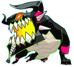  10s alternate_form chuck_(psg) collar fangs horns no_humans panty_&amp;_stocking_with_garterbelt sharp_teeth sido_(slipknot) solo spiked_collar spikes teeth  rating:Sensitive score:24 user:danbooru