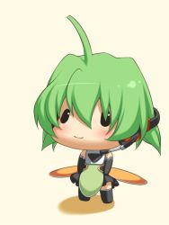  ahoge blush boots c: chibi fl-chan fl_studio green_hair headset official_art open_mouth simple_background uruido  rating:Sensitive score:2 user:PearFinch