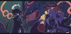 absurdres ahoge armband black_coat black_hair black_halo black_skirt blue_archive breasts china_dress chinese_clothes coat coat_on_shoulders crossover demon_girl demon_horns demon_wings double_bun dress gen_3_pokemon grey_eyes grey_halo hair_bun halo highres hina_(blue_archive) horns kisaki_(blue_archive) legendary_pokemon long_hair looking_at_viewer mega_pokemon mega_rayquaza nintendo pokemon pokemon_(creature) purple_eyes rayquaza red_armband skirt small_breasts standing toucho3691 white_hair wings 
