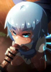  animated animated_gif blue_hair censored cirno fellatio oral penis spaga touhou 
