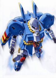  1boy artist_request cable char&#039;s_counterattack damaged flying gundam gyunei_guss highres hizack hobby_hizack machinery mecha mecha_focus mobile_suit motion_lines no_humans one-eyed open_hatch robot science_fiction thrusters when_you_see_it white_background  rating:General score:2 user:danbooru