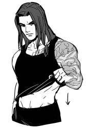 1boy dressing francishsie hanzo_(overwatch) looking_at_viewer male_focus muscular overwatch overwatch_1 solo tank_top tattoo rating:Sensitive score:7 user:harucho