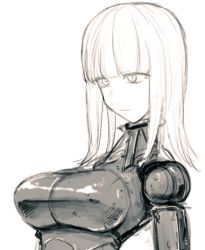  1girl ball_jointed_doll blame! breasts cibo cyborg doll_joints female_focus formal_clothes greyscale highres hime_cut joints kotoyama monochrome simple_background solo suit white_background white_hair  rating:Sensitive score:15 user:G22