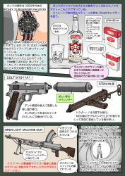  007 1boy bottle bren_lmg business_suit cigarette_pack colt&#039;s_manufacturing_company dr._no_(film) english_text formal_clothes glass gun handgun ice james_bond james_bond_(series) japanese_text light_machine_gun m1911 machine_gun muta_koji necktie pistol rifling royal_small_arms_factory shirt short_hair sten_gun story_time_(muta_koji) submachine_gun suit suppressor suppressor_focus suppressor_name suppressor_profile translation_request tray watch weapon weapon_focus weapon_name weapon_profile 