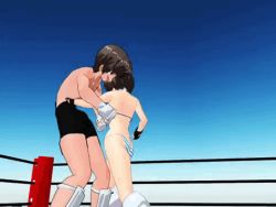  #13 animated animated_gif arena bikini blood boko877 boots boxing_ring brown_eyes brown_hair femdom fingerless_gloves gloves grabbing_another&#039;s_hair humiliation kicking knee_boots knee_kick kneed lowres mikumikudance panties reverse_ryona short_hair stomping striped_clothes striped_panties swimsuit underwear vomit wrestling  rating:Questionable score:57 user:Existingforonly
