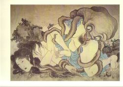  1girl bestiality black_hair border cunnilingus doggystyle closed_eyes fine_art fine_art_parody interspecies japan long_hair monster nihonga object_insertion octopus octopus_and_female_diver oral outdoors parody pubic_hair rape restrained sex_from_behind shunga tentacle_sex tentacles top-down_bottom-up ukiyo-e uncensored vaginal vaginal_object_insertion watanabe_kazan 