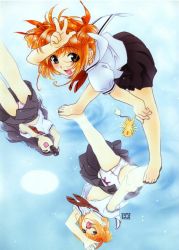 1990s_(style) 2girls barefoot blue_background bow bow_panties braid camcorder camera cardcaptor_sakura daidouji_tomoyo fang feet happy kinomoto_sakura loli midriff multiple_girls open_mouth panties pantyshot pantyshot_through_reflection pink_panties reflection retro_artstyle ribbon school_uniform serafuku skirt toes tomoeda_middle_school_uniform underwear upskirt v video_camera watanabe_akio water white_panties rating:Questionable score:29 user:danbooru
