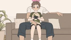 2boys age_difference amakara000 animated animated_gif babysitter between_legs blush controller couch crotch_rub game_controller groping handjob handjob_over_clothes male_focus molestation multiple_boys on_couch original pillow playing_games reach-around short_hair shota sitting spread_legs yaoi rating:Explicit score:1198 user:FabricioDias