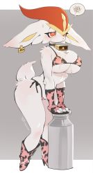 1girl absurdres animal_ears animal_nose animal_print artist_name bikini body_fur boots breasts cinderace cow_print dated fingerless_gloves furry furry_female gen_8_pokemon gloves grey_background high_heel_boots high_heels highres large_breasts nintendo pink_bikini pink_boots pink_gloves pokemon print_bikini red_eyes simple_background snout solo standing swimsuit tail thighs two-tone_background white_background white_fur yuio58ok rating:Questionable score:187 user:danbooru