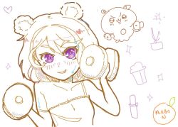  2023 artist_name blush dumbbell indie_virtual_youtuber lingerie loli miruku_kumazuki negligee nonomiyamikan purple_eyes sweat underwear virtual_youtuber 
