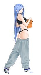  1girl ass bae_minah_(chaesu) chaesu pants simple_background thong wedgie 