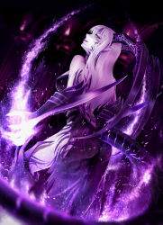 1girl armor ass back bad_id bad_pixiv_id bare_shoulders blurry boots broken claw_(weapon) dragon_girl dragon_horns dragon_tail dutch_angle facial_mark female_focus fire from_behind gauntlets glowing highres horns long_hair monster_girl original parted_lips pillar pointy_ears purple_eyes purple_fire purple_lips purple_theme puuzaki_puuna side_slit slit_pupils solo tail tattoo weapon white_hair rating:Sensitive score:51 user:danbooru