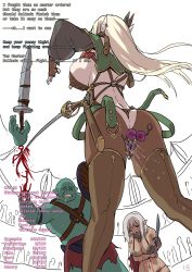 amputation anal anal_beads anal_object_insertion arena armor armored_dress battle bdsm belly_piercing bikini_armor blonde_hair blood bondage boots bound breasts bridal_gauntlets censored chainmail clitoris_piercing clitoris_ring collar cuffs dress ear_piercing earrings elf english_text feather_hair_ornament hair_ornament highres jewelry large_breasts mind_control mosaic_censoring nipple_piercing nipple_rings object_insertion orc orgasm original piercing pointy_ears public_indecency pussy_juice pussy_piercing severed_limb sex_slave sex_toy shackles slave solinda_(yakou) stats sword thigh_boots translated vaginal vaginal_object_insertion weapon yakou_(4507770) rating:Explicit score:155 user:DougDimmadome
