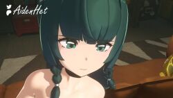  1boy 1girl 3d aidenhet animated artist_name blender_(medium) blush bouncing_breasts breasts choker completely_nude couch cunnilingus feet fingering green_eyes green_hair grey_hair grey_nails hand_on_another&#039;s_head hetero leg_lock long_hair medium_breasts misuzugon moaning multiple_views navel nipples nude open_mouth opennsfwsp oral patreon_logo pussy qingyi_(zenless_zone_zero) robot_girl sitting soles sound tagme toes twintails twitter_logo uncensored video wise_(zenless_zone_zero) zenless_zone_zero 