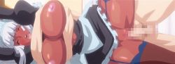 1boy 1girl animal_ears animated animated_gif blue_eyes bouncing_breasts breasts censored clothed_sex covered_erect_nipples dark_skin hetero huge_breasts indoors liliana_(wagaya_no_liliana-san) long_hair maid on_bed sex stitched tagme third-party_edit wagaya_no_liliana-san rating:Explicit score:73 user:slippymofo