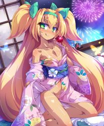 1girl blazblue blonde_hair green_eyes heart heart-shaped_pupils ishii666 japanese_clothes kimono loli long_hair platinum_the_trinity symbol-shaped_pupils tagme tan tanline yukata  rating:Explicit score:50 user:Quinnjdq