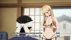 1boy 1girl animated animated_gif bikini black_bikini blonde_hair bracelet breasts choker dancing ear_piercing grabbing_own_breast highres jewelry kitagawa_marin large_breasts looping_animation multicolored_hair necklace piercing red_eyes screencap side-tie_bikini_bottom smile sono_bisque_doll_wa_koi_wo_suru swimsuit tagme third-party_edit two-tone_hair  rating:Questionable score:79 user:NotTheNax