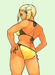  1girl ass bikini butt_crack fujita_kakuji looking_at_viewer looking_back simple_background swimsuit tagme 