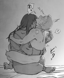 2boys dark-skinned_male dark_skin from_side greyscale hair_slicked_back hidan_(naruto) highres holding holding_jewelry holding_necklace hug jewelry kakuzu_(naruto) kiss kissing_neck leg_lock long_hair male_focus male_penetrated mo_(user_jeyg3777) monochrome multiple_boys naruto_(series) naruto_shippuuden necklace nude sex sitting sitting_on_lap sitting_on_person stitched_arm stitched_face stitched_neck stitched_torso stitches straddling upright_straddle yaoi