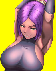  1girl absurdres bleach breasts dark-skinned_female dark_skin highres large_breasts ponytail purple_hair shihouin_yoruichi solo  rating:Sensitive score:12 user:jojosstand