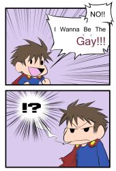 2boys angry brown_hair cape comic happy i_wanna_be_the_guy male_focus multiple_boys ranguage short_hair smoking the_father the_guy the_kid upper_body