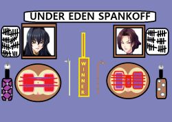 2girls annerose_vajra competition koutetsu koutetsu_no_majo_anneroze lee_mayfeng multiple_girls public_indecency spanking