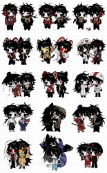 5boys ahoge animal_earmuffs animal_ears apron bag bai_yuan black_coat black_eyes black_gloves black_hair black_hat black_jacket black_pants black_shoes blood blood_on_clothes bloody_weapon blue_jacket blue_pants blush_stickers brown_coat brown_hat camera cat_boy cat_ears cat_tail cen_boyao chainsaw chibi chibi_only chinese_clothes chinese_commentary clenched_teeth closed_eyes closed_mouth coat collared_shirt colored_skin commentary_request crossdressing dress earmuffs earrings expressionless facepaint flower frown glasses gloves grey_bag grey_coat grey_dress grey_hat grey_shirt grin hair_flower hair_ornament hand_on_own_hip hanfu hat heart high_five highres holding holding_camera holding_chainsaw holding_hands holding_knife huayangshan_jishi jacket jewelry jitome kemonomimi_mode knife li_yuting_(male) long_hair long_sleeves male_focus mole mole_under_each_eye mole_under_eye mouse_ears mouse_tail multiple_boys multiple_moles multiple_views nuobeiyhengaoxingrenshini official_alternate_costume one_eye_closed open_clothes open_jacket open_mouth pants pulling_tongue red-tinted_eyewear red_gloves red_hanfu red_jacket red_pants red_scarf red_sweater round_eyewear scarf semi-rimless_eyewear shirt shoes short_hair short_hair_with_long_locks shoulder_bag simple_background smile sweat sweater tail teeth tinted_eyewear touqi_guaitan trap two-sided_coat two-sided_fabric weapon white_apron white_background white_shirt white_skin yellow-framed_eyewear yellow-tinted_eyewear yellow_gloves yellow_jacket zhao_yuwen ziche_fuzhao