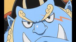 1boy animated animated_gif black_hair blue_skin colored_skin facial_hair goatee hydrokinesis jinbe_(one_piece) male_focus one_piece pillarboxed qin_(7833198) sharp_teeth short_hair simple_background solo sun_symbol sun_tattoo tan teeth topknot tusks water yellow_background