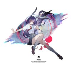 Rule 34 | 1girl, animal ears, brown shoes, closed mouth, collared shirt, english text, floating hair, full body, grey skirt, grey socks, hair between eyes, hand up, highres, index finger raised, long hair, looking at viewer, moon phases, necktie, pleated skirt, purple hair, rabbit ears, rabbit girl, red eyes, red necktie, reeh (yukuri130), reisen udongein inaba, shirt, shoes, short sleeves, sidelocks, simple background, skirt, socks, solo, tie clip, touhou, touhou hisoutensoku, v-shaped eyebrows, white background, white shirt