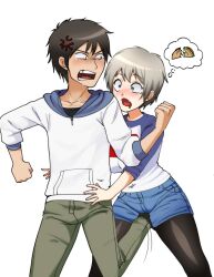 Rule 34 | 1boy, 1girl, absurdres, anger vein, asuka2004, back kick, cameltoe, cunt punt, groin attack, groin kick, highres, sakurai shin&#039;ichi, self-upload, taco, uzaki-chan wa asobitai!, uzaki hana
