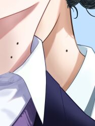 2girls absurdres basori_tiara boku_no_kokoro_no_yabai_yatsu close-up collared_shirt commentary_request highres hyakusyo69 make_heroine_ga_oo_sugiru! mole mole_on_neck multiple_girls multiple_moles nape shirt yamada_anna
