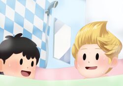 bad_tag bath bathing bathtub bed black_hair blonde_hair child completely_nude hat indoors lucas_(mother_3) mother_(series) mother_2 ness_(mother_2) nintendo nude shota sjsj_10 sleeping smile super_smash_bros.
