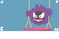 animated animated_gif blue_background creature fangs full_body game_freak gastly gen_1_pokemon ghost happy jrchair98 nintendo no_humans on_swing pokemon pokemon_(creature) pokemon_focus simple_background solo swing swinging swinging_on_swing