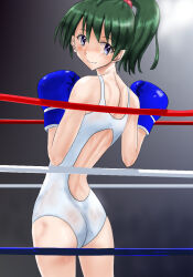 1girl ass boxing boxing_gloves boxing_ring itaka875 mixed-sex_combat