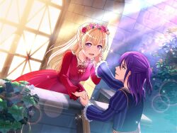 2girls bang_dream! blonde_hair multiple_girls official_art purple_eyes seta_kaoru shirasagi_chisato