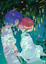 Rule 34 | 1boy, 1girl, amate yuzuriha, blue hair, face-to-face, gundam, gundam gquuuuuux, hetero, highres, imminent kiss, medium hair, night, night sky, red hair, shuji ito, sky, star (sky), starry sky, tree, un nm5sy