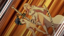 1boy 1girl animated anime_screenshot ass blue_hair breasts cleavage highres large_breasts lloyd_de_saloum long_hair panties pink_hair sound tagme talia_(dai_nana_oji) tensei_shitara_dai_nana_oji_datta_no_de:_kimama_ni_majutsu_o_kiwamemasu topless_female trap underwear very_long_hair video