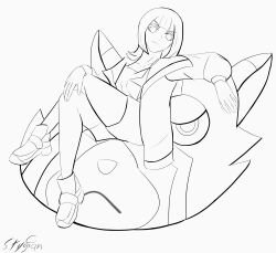 crossed_legs digimon digimon_beatbreak jacket looking_at_viewer pristimon sakuya_reina serious shoes sitting star_(symbol) stygiancrows