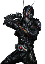 1boy antennae armor belt black_armor black_eyes bug century_king_sun_driver glowing grasshopper highres insect kamen_rider kamen_rider_black kamen_rider_black_(series) kamen_rider_black_sun kamen_rider_black_sun_(series) kingstone kingstone_driver looking_at_viewer male_focus masukudo_(hamamoto_hikaru) organic rider_belt solo spiked_armor tokusatsu white_background