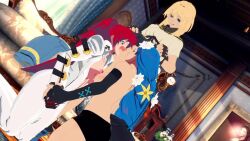 1boy 2girls 3d animated braid braided_ponytail breast_press breasts bridget_(guilty_gear) clothes_lift dizzy_(guilty_gear) erection fellatio group_sex guilty_gear guilty_gear_strive holding_hands jack-o&#039;_valentine large_breasts large_penis mature_female multiple_girls nipples oral penis ponytail puffy_nipples queen_dizzy rbf7 skirt skirt_lift sound symmetrical_docking tagme threesome video