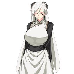 1girl absurdres china_dress chinese_clothes closed_eyes dress highres kokoro_no_koibito kung_fu long_hair long_sleeves martial_arts monk original self-upload white_dress white_hair