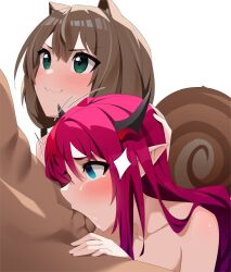 Rule 34 | 1boy, 2girls, animal ears, assisted fellatio, ayunda risu, bisexual female, blush, commentary, dark-skinned male, dark skin, deepthroat, english commentary, fellatio, group sex, hetero, highres, hololive, hololive english, hololive indonesia, interracial, irys (hololive), long hair, multiple girls, nonstop nut november, nude, oral, penis, sex, sexual coaching, squirrel ears, squirrel girl, squirrel tail, tail, threesome, uncensored, virtual youtuber, yuyu5x