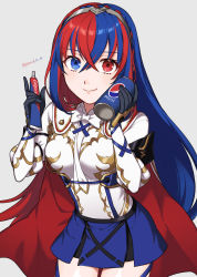 Rule 34 | 1girl, female alear (fire emblem), armor, blue eyes, blue hair, braid, breasts, colgate, crossed bangs, crown braid, fire emblem, fire emblem engage, gloves, heterochromia, highres, jewelry, long hair, looking at viewer, medium breasts, multicolored hair, nintendo, pepsi, red eyes, red hair, shamu (peach11 01), smile, solo, split-color hair, thigh strap, toothpaste, two-tone hair, very long hair